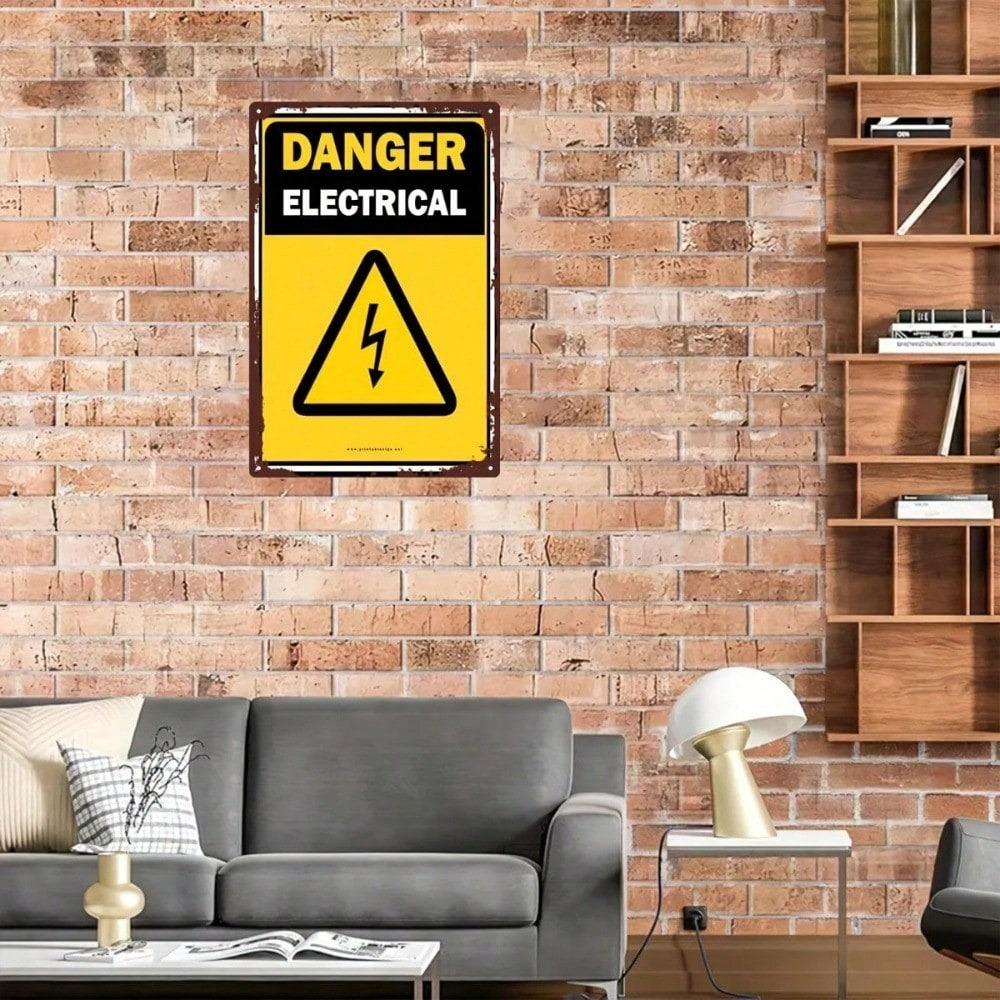 1pc Retro Metal Sign Vintage Danger Warning Plaque 8x12 2D Flat Industrial Garage Wall Decor Rustic Halloween Home Decor