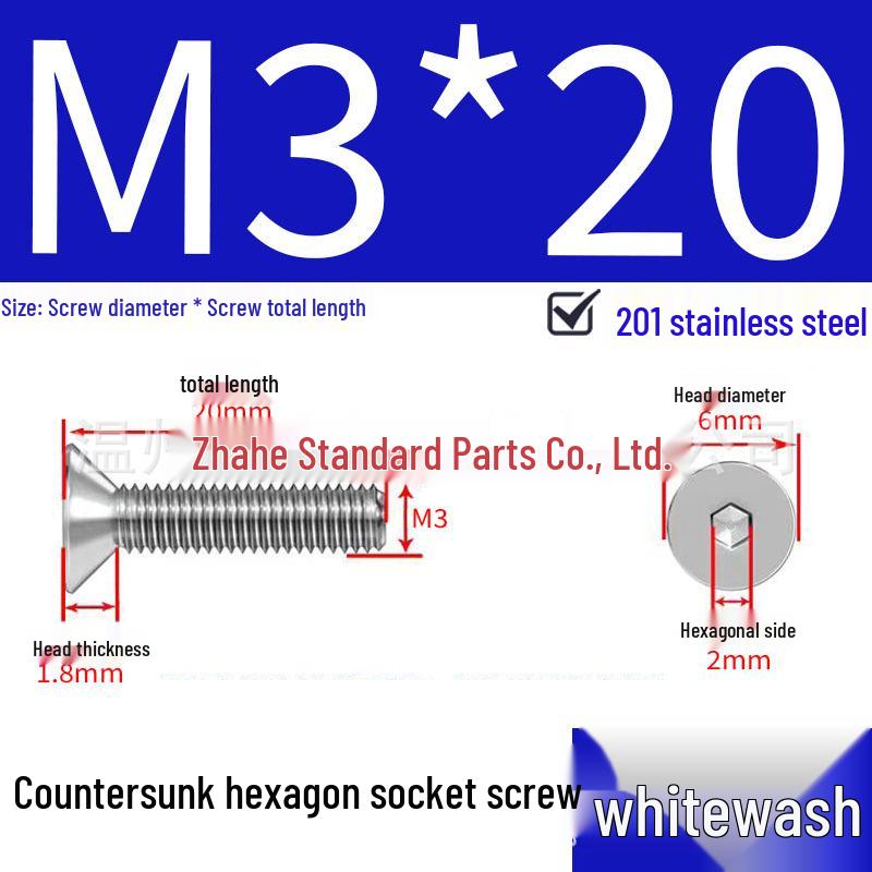 201 Stainless Steel Hex Socket Countersunk Flat Head Screws