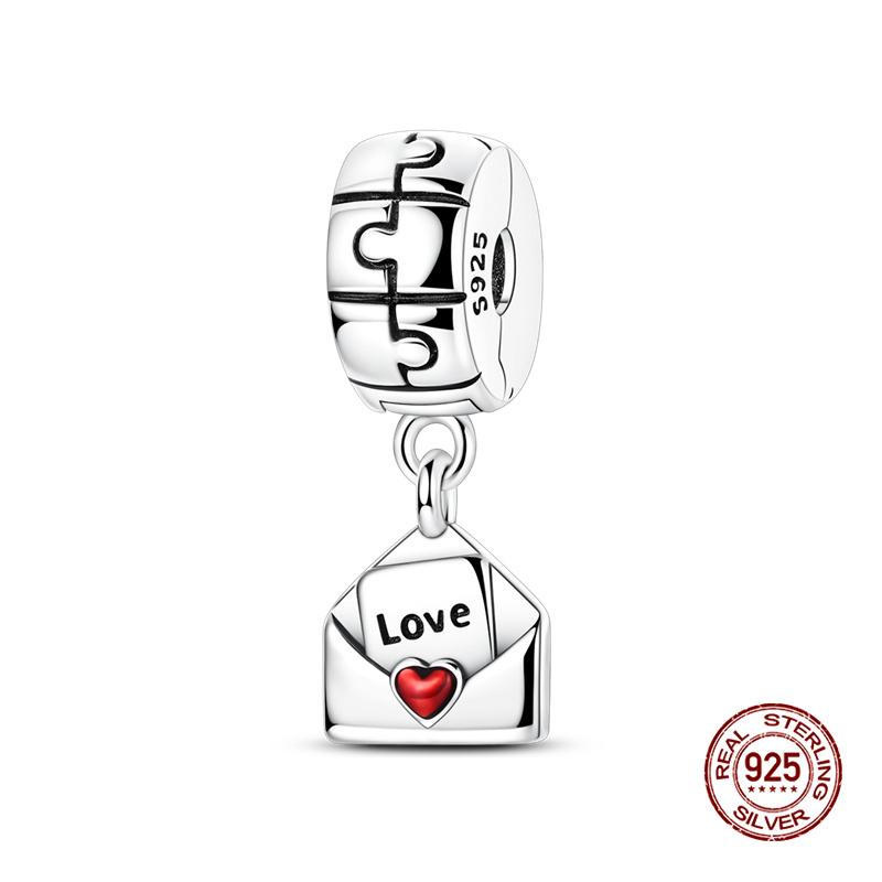 New In Original Charms Copper Cute Panda Holding Heart-Shaped Charms Beads Fit 3Mm Original Bracelet Women Diy Jewelry Gifts