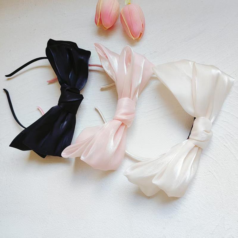 1Pcs Hair Accessories Spring/Summer Girl Glossy Bow Bezel Headband Solid Color Hair Band For Women