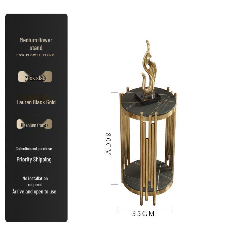 Marble TV Cabinet & Flower Stand: Stainless Steel Living Room Storage Rack