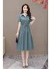 Women's 2023 Summer Solid Color Cotton Linen A-line Dress, Short Sleeve, Casual Slimming Design