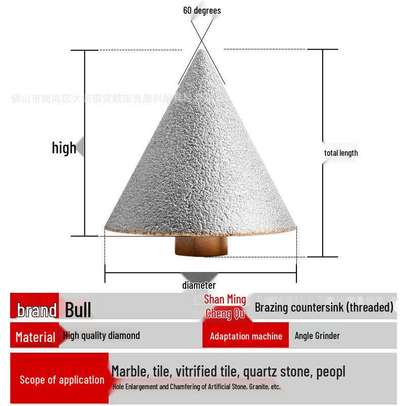 Brazed Diamond Chamfering Drill Bit for Glass, Tile, and Stone