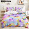 Rainbow Unicorn Bedding Set King Queen Size Rainbow Unicorns Duvet Cover Set with Pillowcase Polyester Bed Linen for Kids Girls