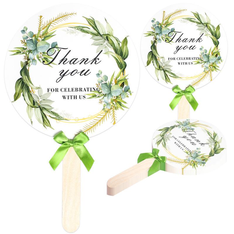 10 Pcs Wedding Hand Fans For Guests Bulk Decorative Handheld Wedding Favor Fans With Handle Thank You For Celebrating With Us