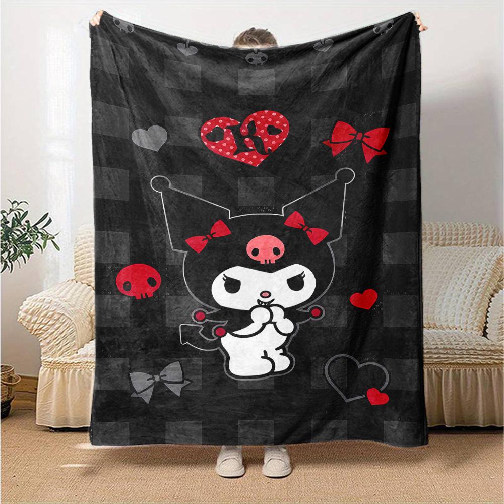 1pc Sanrio Kuromi6 Blanket, Gift, for Men and Women, Soft Blanket, Good for Sofa Bed Couch Travel, Lightweight Flannel Blanket