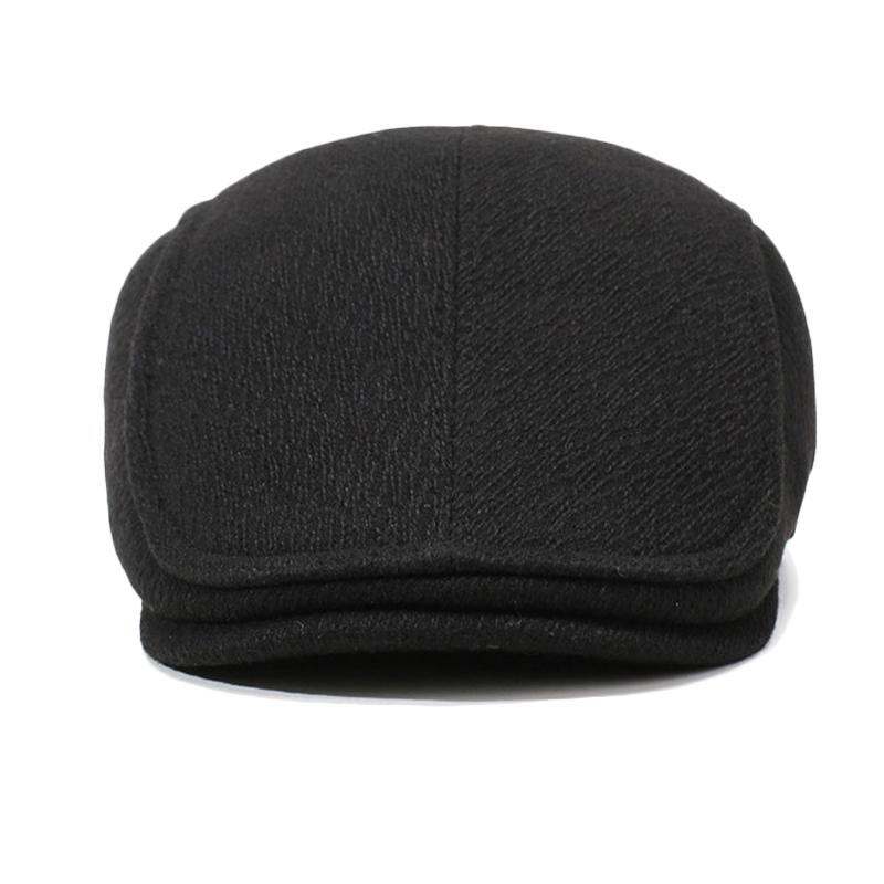 Men's Winter Middle-Aged and Elderly Warm Cotton Hat Outdoor Cold-Proof Thick Ear Protecting Cap Forward Beret