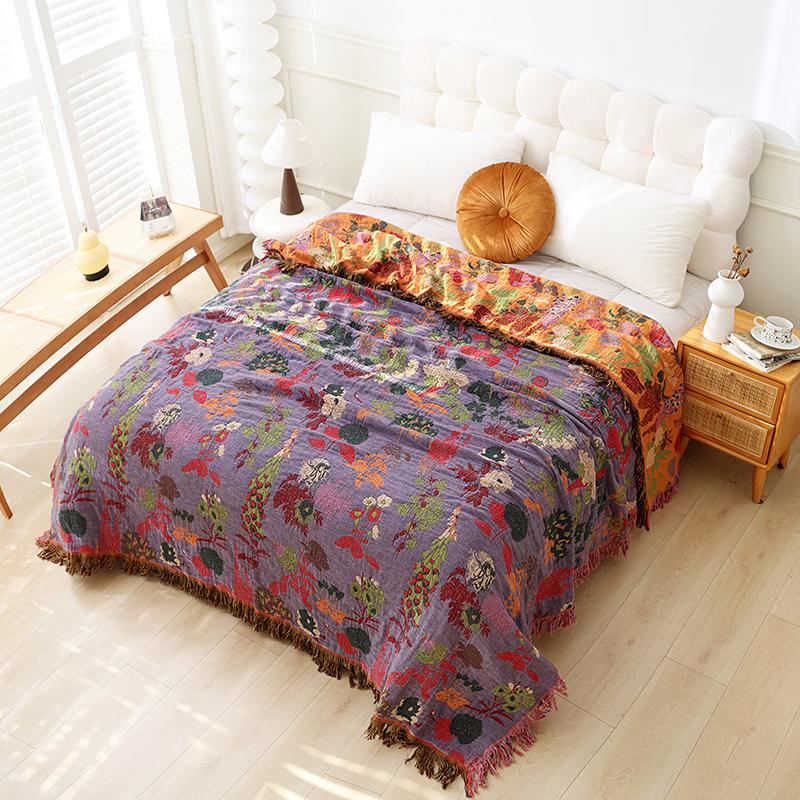 LISM Gauze Towel Blanket with Tassels