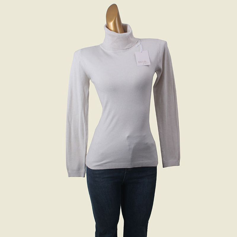 Normcore White High Collar Bottoming Shirt Casual Fall and Winter Warm Long Sleeves Knitting Pullover Tops Women