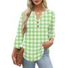 Damen Freizeit Karo Print Ausschnitt 3/4 Ärmel T-Shirt Top für den Alltag und das Wochenende