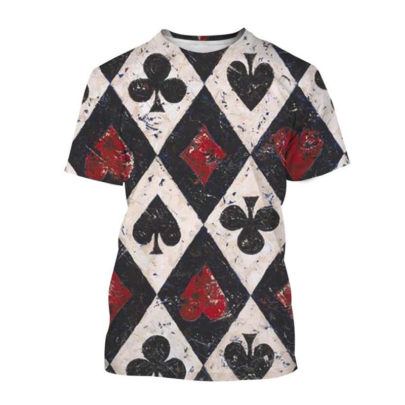 Retro 3D Tisk Kostky Poker Tričko Pro Muže Kreativní Cool Letní Krátkorukávová Trička Osobnost Streetwear Tričko Topy Oblečení