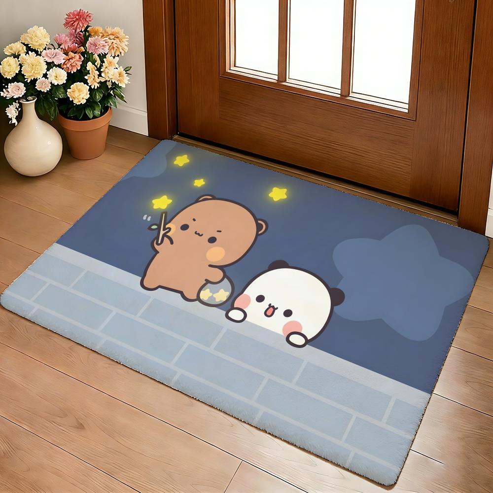 Bubu and Dudu Cute Floor Mat Cozy Flannel Soft Thick Non-Slip Mat for Living Room Bedroom Kitchen Decor Rugs