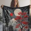 Cozy Flannel Throw Blanket with Tree & Volcano Print - Soft, Warm, and Versatile for Couch, Bed, Car, Office, Camping, and Trave