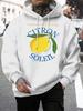 Citron Soleil Zitronenfrucht Druck Herren Hoodies Hip Hop Locker Unisex Streetwear Lässiger Kapuzenpullover mit Tasche Herbst Fleece Herren Pullover