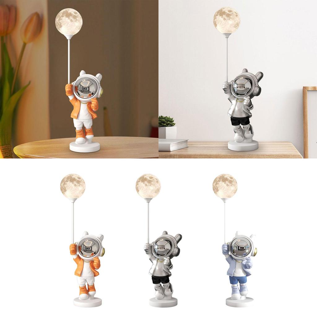 Astronaut Statue with Light Resin Figurine Artwork Gift Crafts Tabletop Ornament