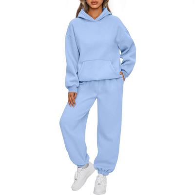 2025 European/American Autumn Winter Women's 2-Piece Casual Hooded Sweatshirt and Pants Set