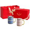 Vidsel Ceramic Couple Mug Gift Set with Lids and Spoons