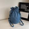 Embroidered Drawstring Bucket Bag Women's Denim Multi-Purpose Shoulder Bag