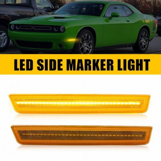 2x For 2015- Dodge Challenger Front Bumper Amebr Side Marker Light Lamps