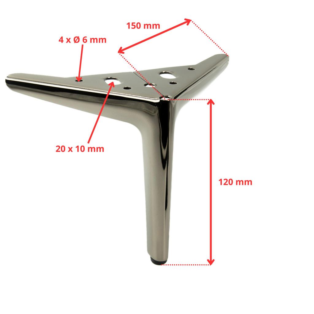 Set of 4 furniture legs Anchor Elegant black chrome height 12 cm