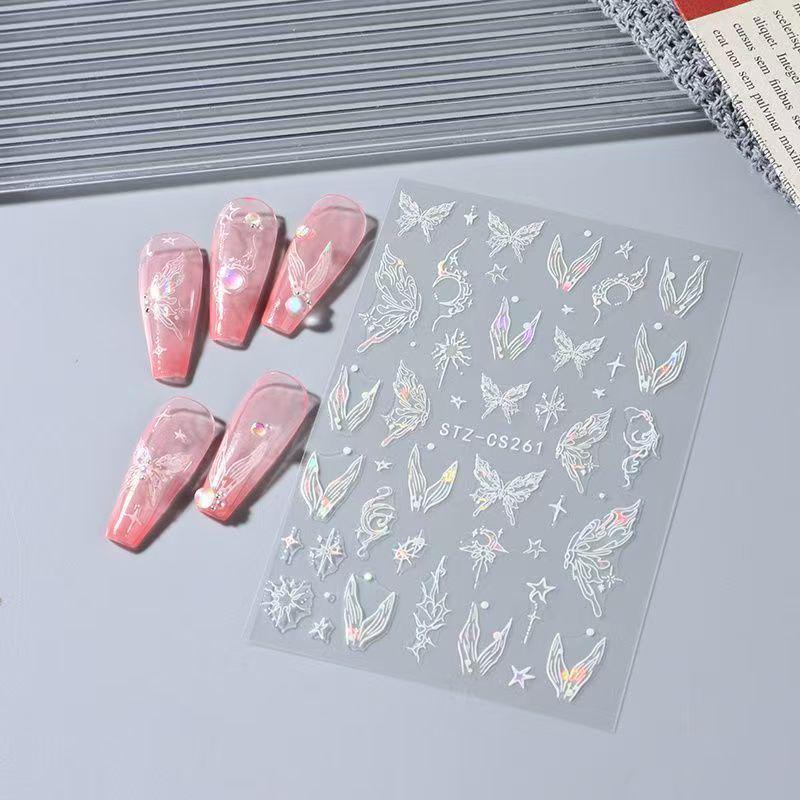 Xiaohongshu Nail Art: Aurora Mermaid Butterfly Stickers