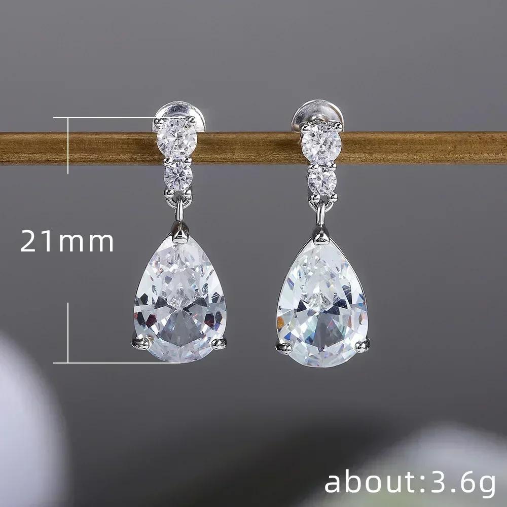 European And American Trendy Sparkling Zircon Oxide Earrings, High End Banquet Fashion Zircon Party Jewelry Long Pendant