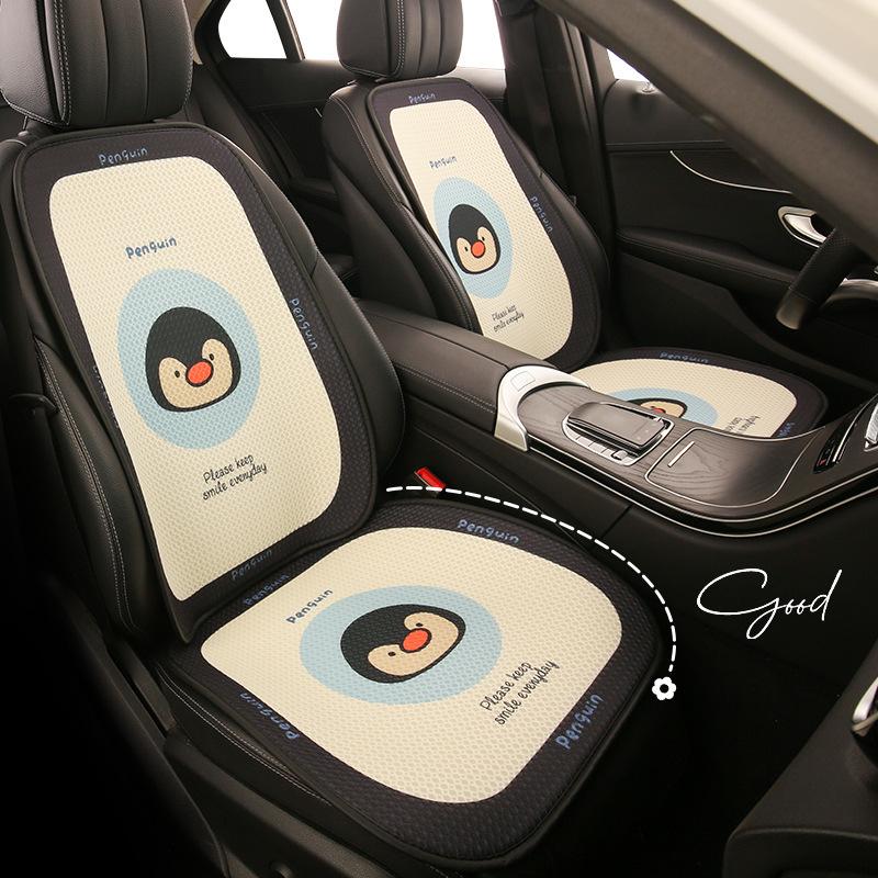 Cute Penguin Cartoon Seat Cushion Breathable Four Seasons Universal Comfortable Headrest Waist Support Penguin Seat Covers