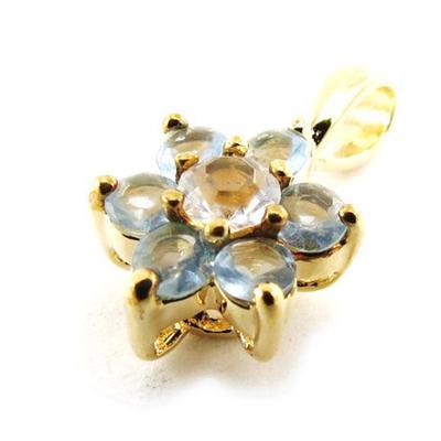 [G1670] - Aquamarine 'Crystal Flower' Gold Plated Pendant