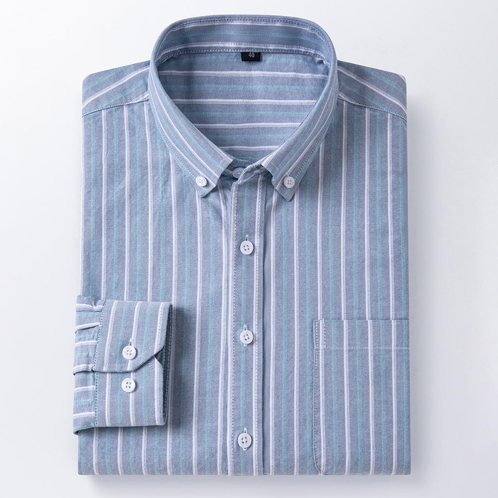 100% Cotton Men's Oxford Shirt Long Sleeve Casual Soft Breathable Business Casual Regular Fit Dressy Social Shirt