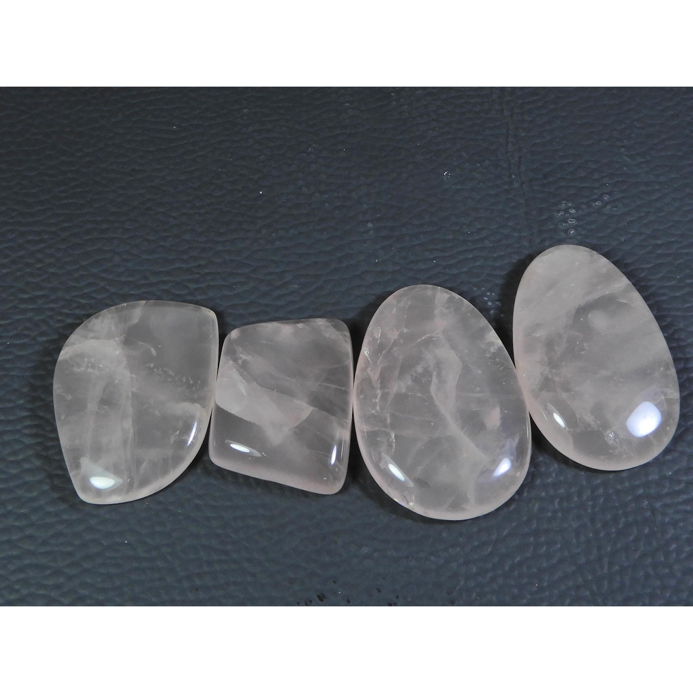 

4Pcs Natural Baby Pink Rose Quartz Fancy Cabochon Loose Gemstone Lot 195Cts. A-759