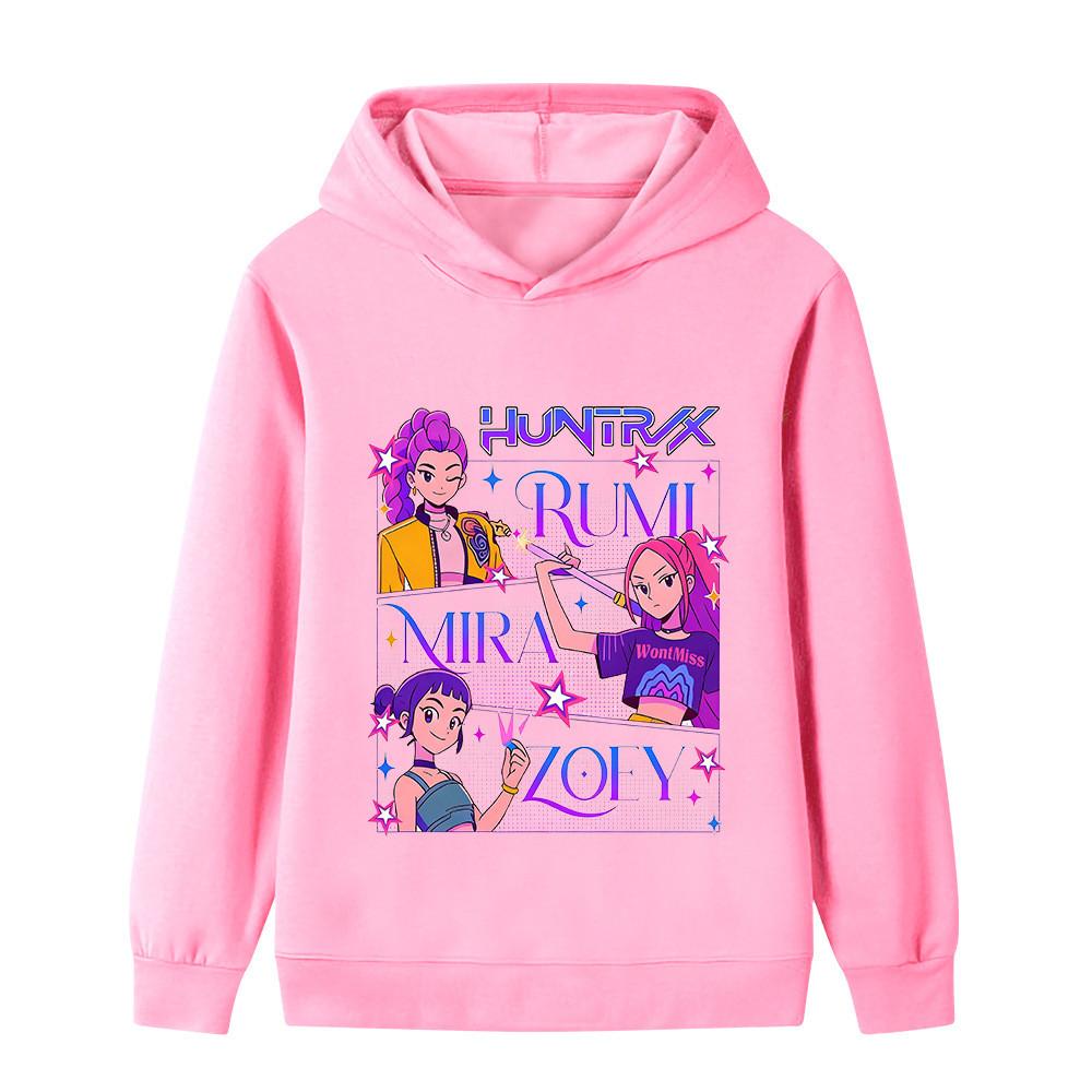 B1239 Kids Boys Girls Kpop Rumi Zoey Mira Print Long Sleeves Hoodie