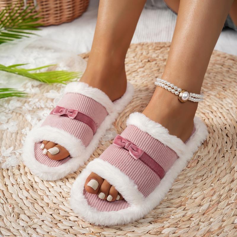 Fashion 2025 New Furry Good Looking Hot Sellers Slippers Home Women's Autumn Winter Indoor Fashion Flip Flops Soft Flat Shoes Woman
