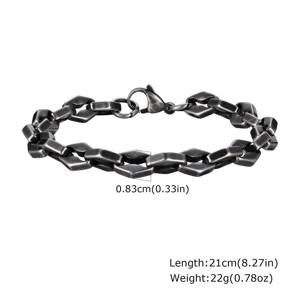 Retro Chain Bracelets for Men Boys,,Vintage Antique Stainless Steel Link Wristband,Classic Punk Zircon Gifts