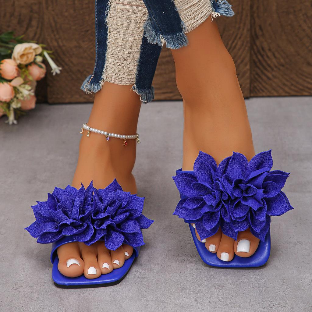 Flat-heeled Slippers, Women's Shoes, Square-toe Shoes, Beach Sandals