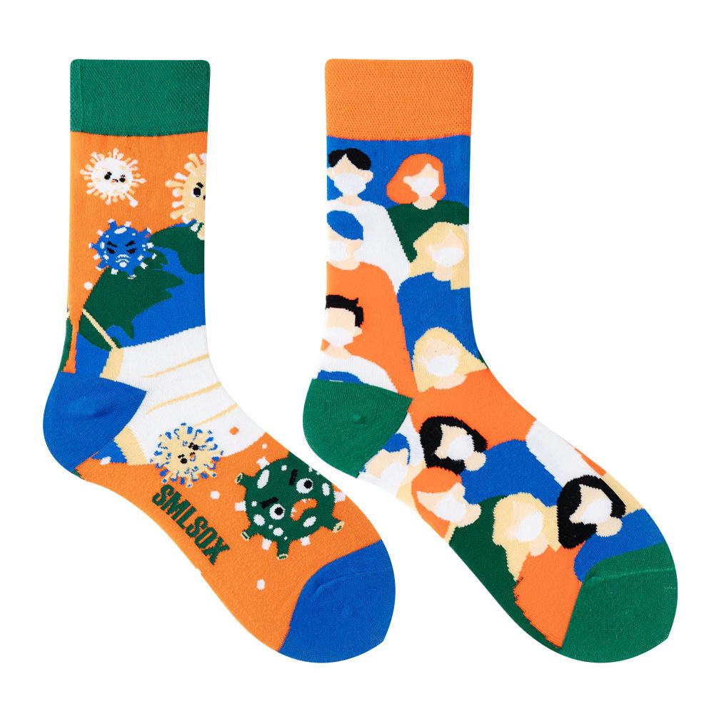 Calzini AB Asimmetrici Trendy Divertenti per Coppia Anatra Mandarina Colorati Calzini a Mezza Gamba SMLSOX
