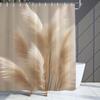 1pc Cream-Colored Pampas Grass Pattern Shower Curtain - Digital Print Polyester, No-Drill Installation, Artistic Design, Machi