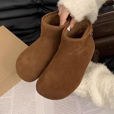 Bottes de Neige Cheville Plates Femme Daim Chaussures Chaudes Hiver Confortables Femme Bottes en Coton 2025 Décontractées Nouvelles Botas Para Mujer Zapatos
