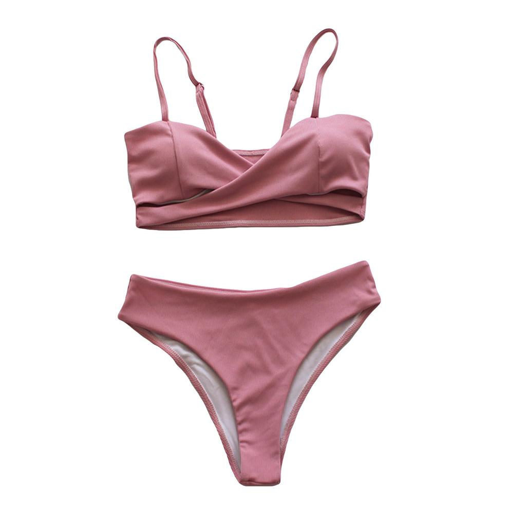 Women Sexy Solid Color Bikini Swimwear Two-Piece Swimsuit Swimming Beachwear