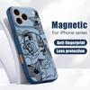 Case For iPhone 17 Pro Max Line Rose Flowers Leaves Pattern Magnetic For Magsafe Hybrid Slim Matte Cover For iPhone 16 15 14 13 Pro Max