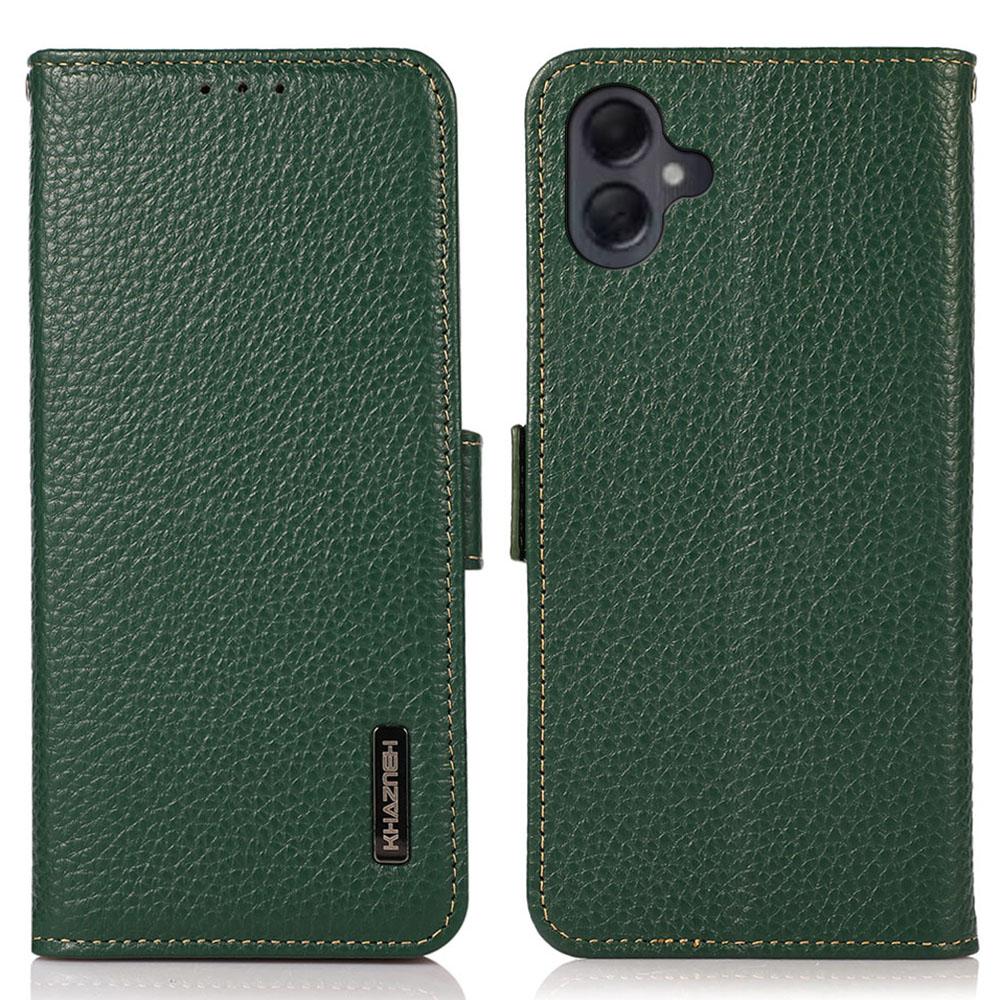 KHAZNEH For Samsung Galaxy A06 4G Phone Case Genuine Cow Leather Cover RFID Blocking