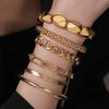 European and American hand jewelry sweet and cool multi-portrait imitation pearl bracelet set personalized NK Cuban chain jewelry women