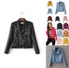Crossborder 2025 Womens Punk Leather Jacket With Pu Splicing For Streetwear Fashion