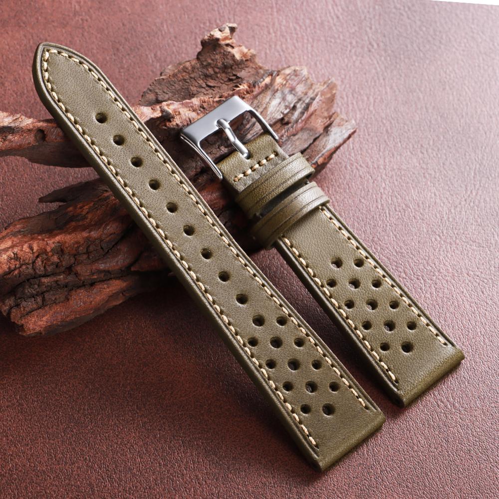 Handgefertigtes Rindslederarmband 18mm 20mm 22mm Vintage Braun Schwarz Leder Uhrenarmband für Seiko Premium Armband Atmungsaktive Armbänder
