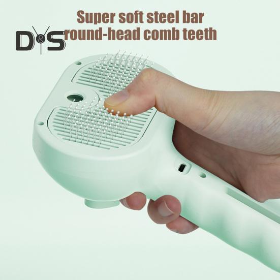 Dampfbürste für Haustiere, selbstreinigender Fellpflegekamm mit Wasserspray, wiederaufladbare, dampfende Massagebürste zur Haarentfernung bei Haustieren für Katzen und Hunde