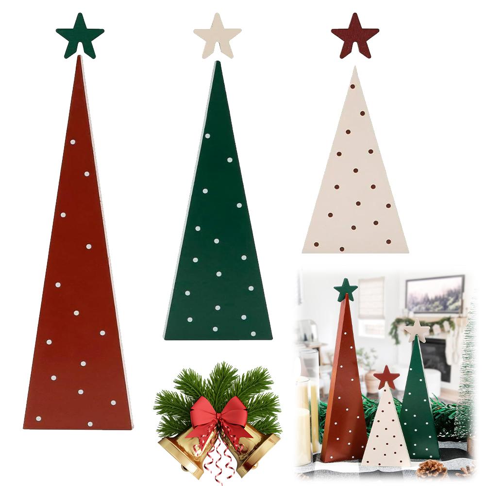 3Pcs Xmas Trees Tabletop Decorations Multi-Purpose Rustic Xmas Tree Table Signs Christmas Tree Wood Sign for Home Office Decor