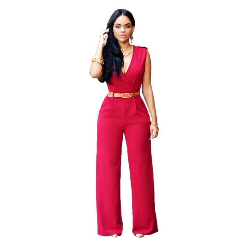 Wide Leg Pants Belt Trousers 