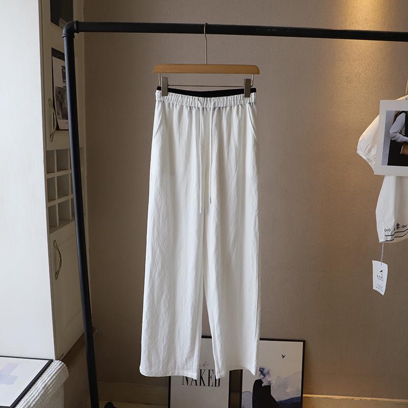 

[Bi Zheng] 2025 Spring/Summer Women s Wide-Leg Color Block Drawstring Pants Medium