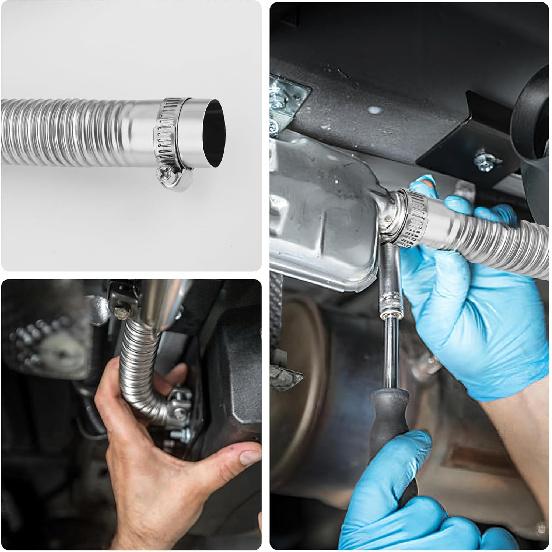 1" Stainless Steel Exhaust Hose, Fuel Tank Diesel Gas Vent Hose,78.7" Flexible Exhaust Tubing Diesel Heater Exhaust Pipe, 1" Inner Diameter Air