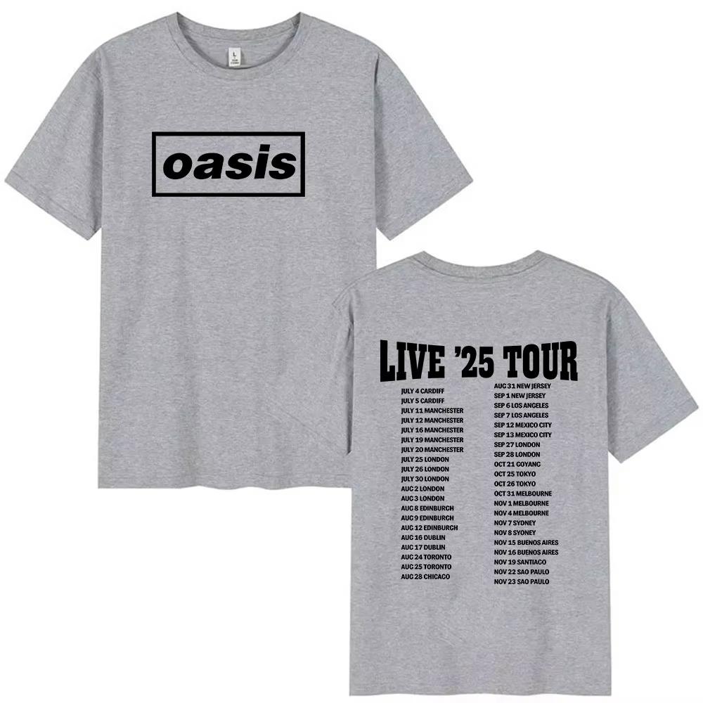 2025 Estate O-Oasis Live Tour Magliette Uomo Donna Casual Alta Qualità 100% Cotone Puro Stampata Traspirante Maglietta British Y2k
