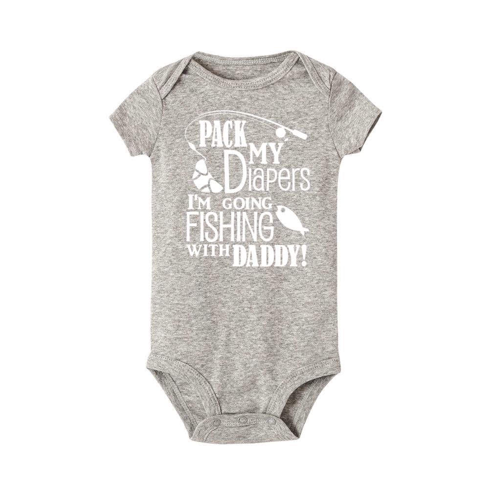 

Комбинезон для новорожденных с принтом «Я собираюсь на рыбалку с папой», комбинезон для малышей, боди для мальчиков и девочек с короткими рукавами 3M